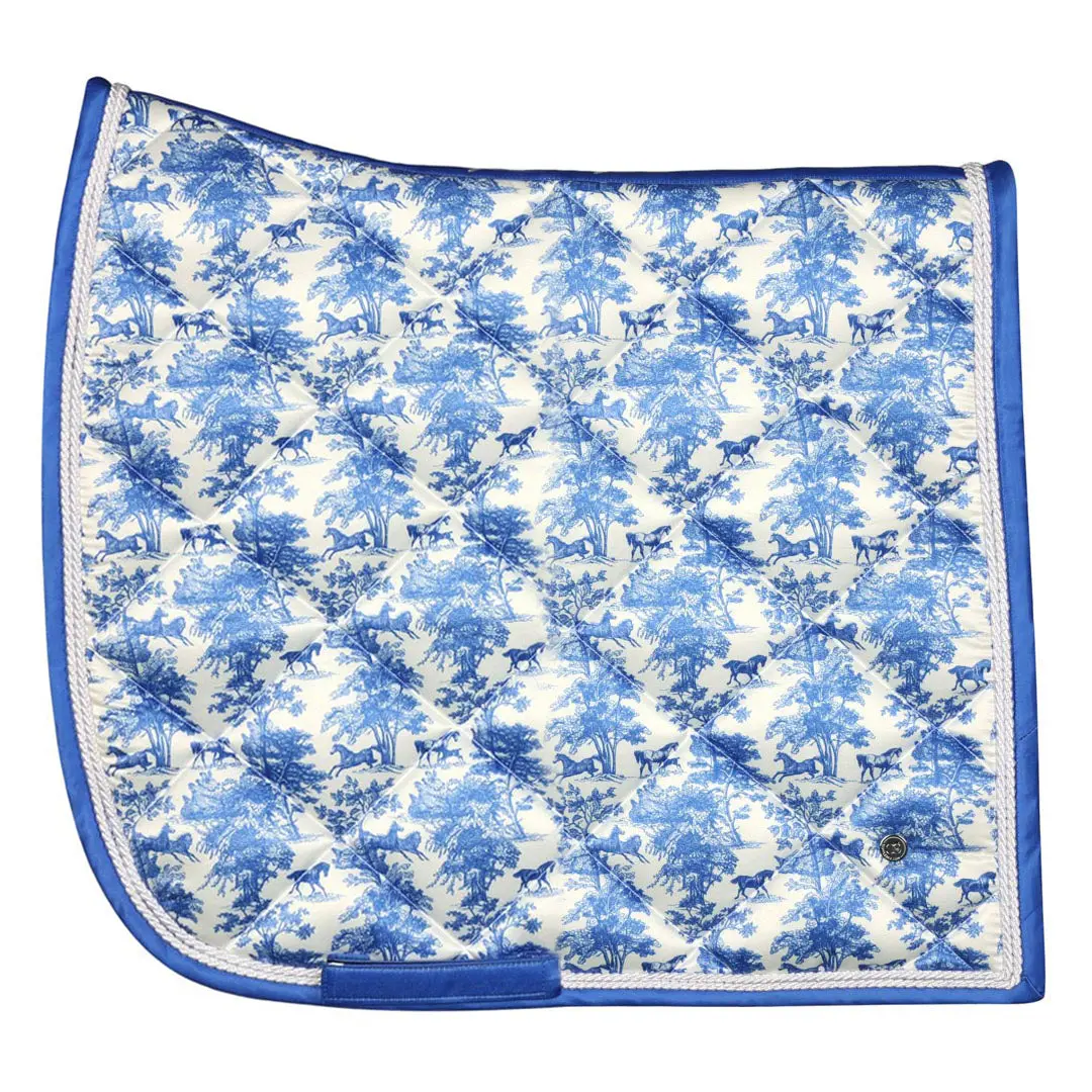 Dapplebay Equestrian Toile Dressage Saddle Pad-Blue/White 1