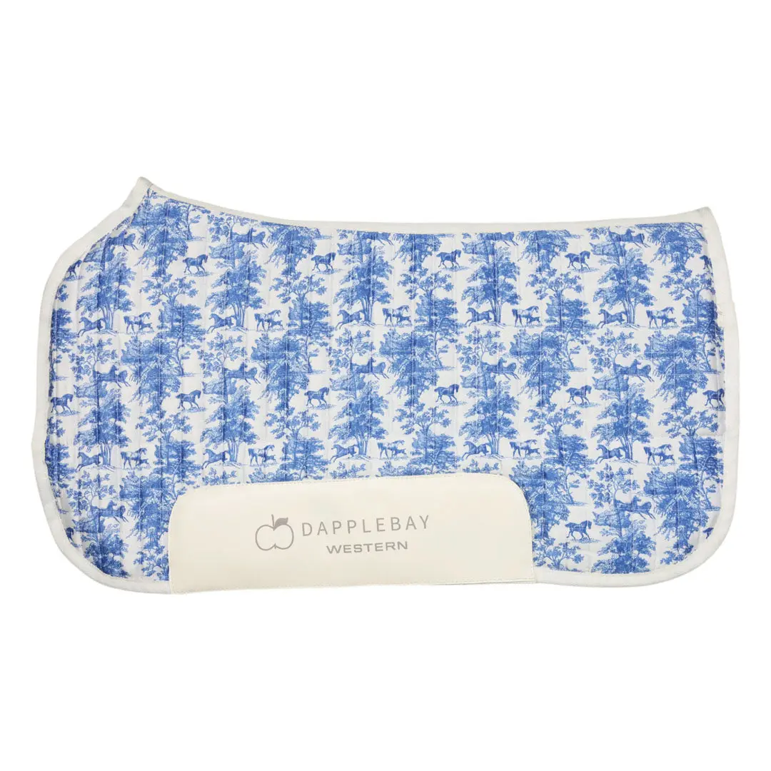 Dapplebay Equestrian Toile Western Saddle Pad-Blue/White 1