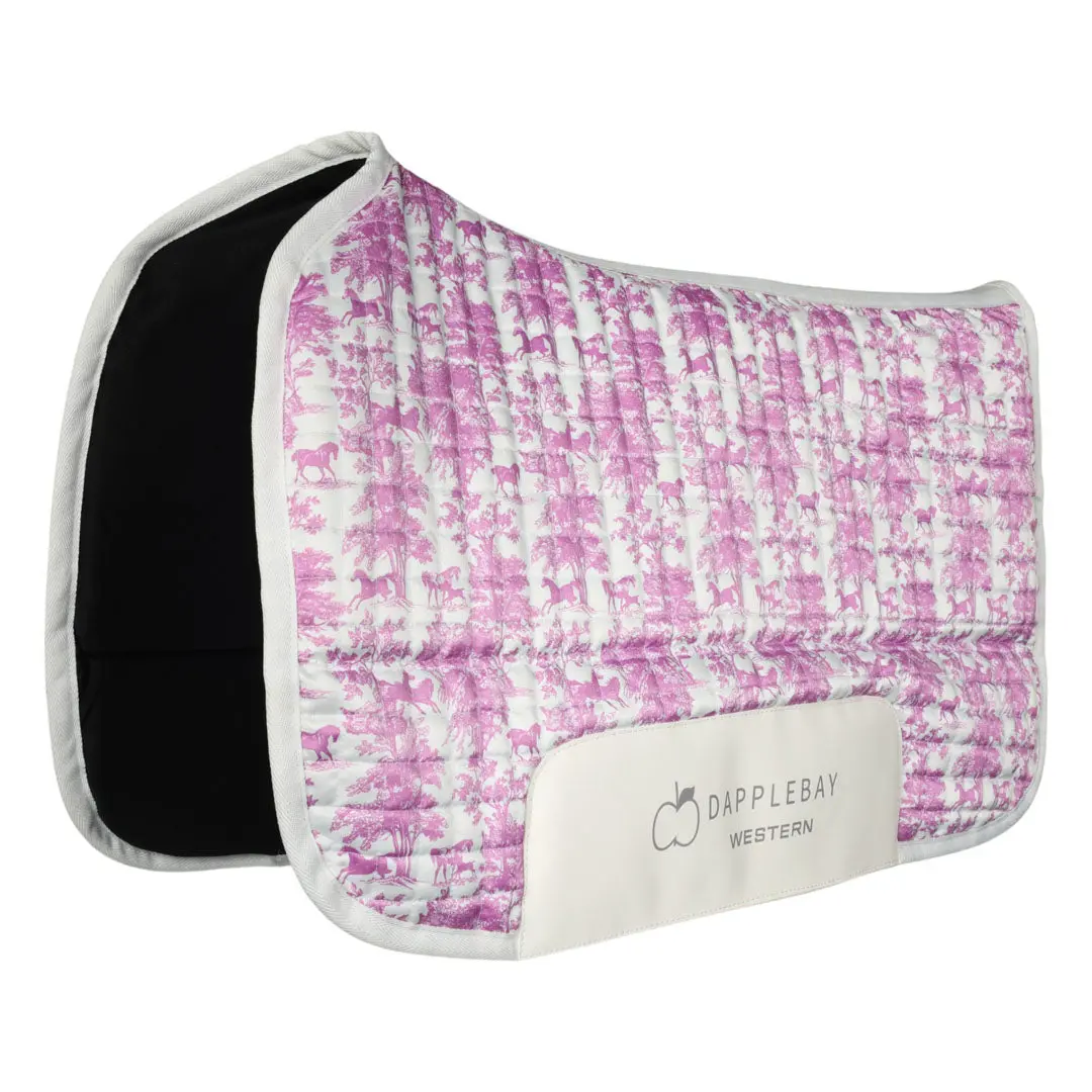 Dapplebay Equestrian Toile Western Saddle Pad-Rose/White 2