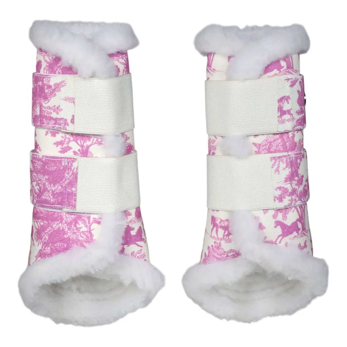 Dapplebay Equestrian Toile Brush Boots-Rose/White 2
