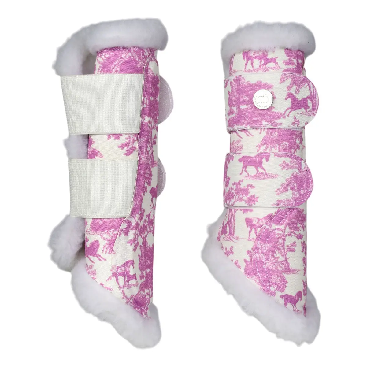 Dapplebay Equestrian Toile Brush Boots-Rose/White 3