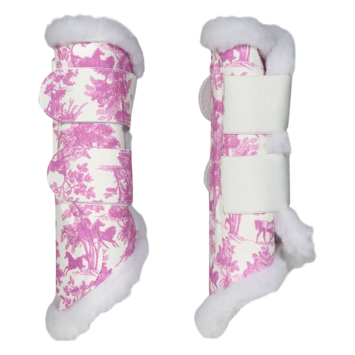 Dapplebay Equestrian Toile Brush Boots-Rose/White 4