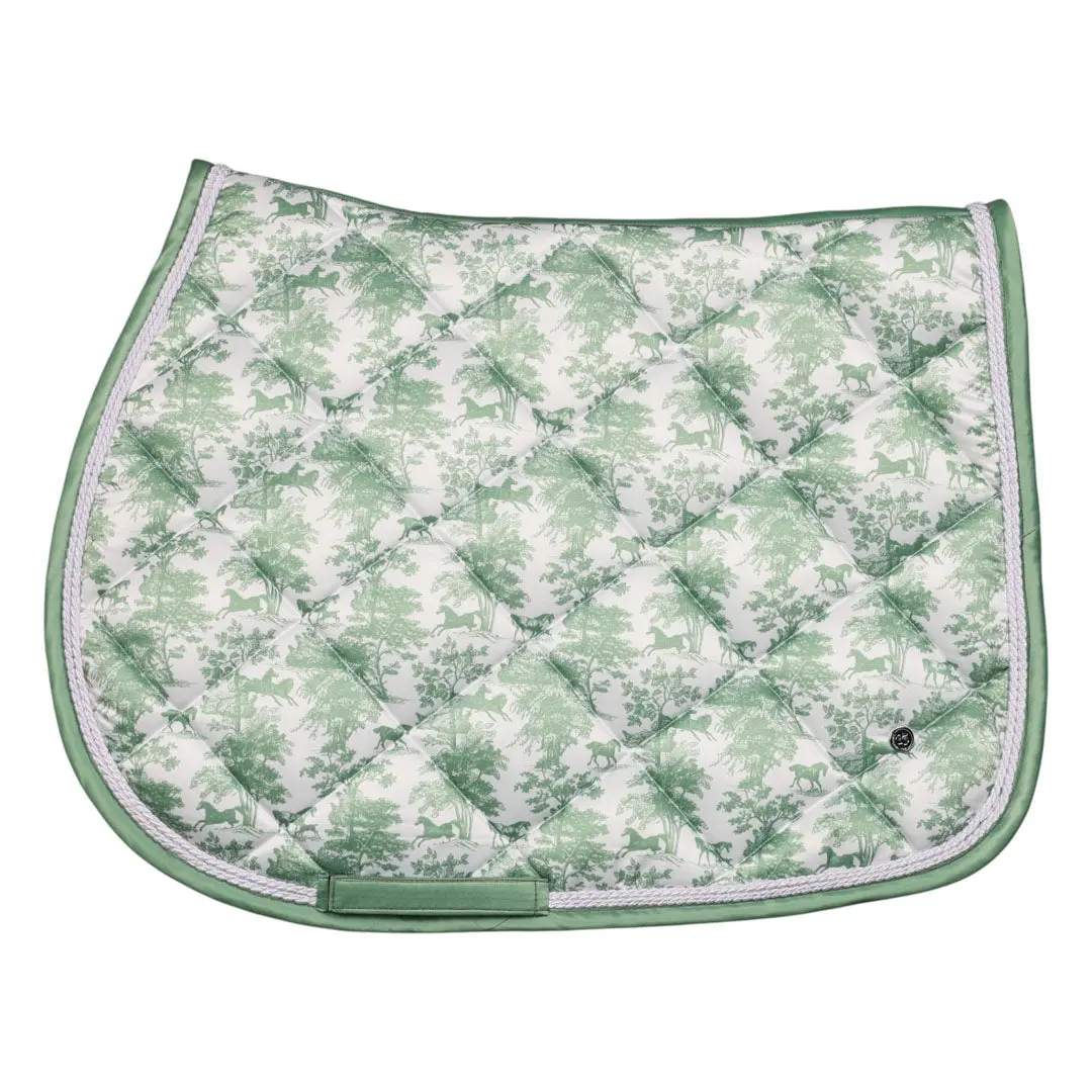 Dapplebay Equestrian Toile Pony Saddle Pad-Green/White 1