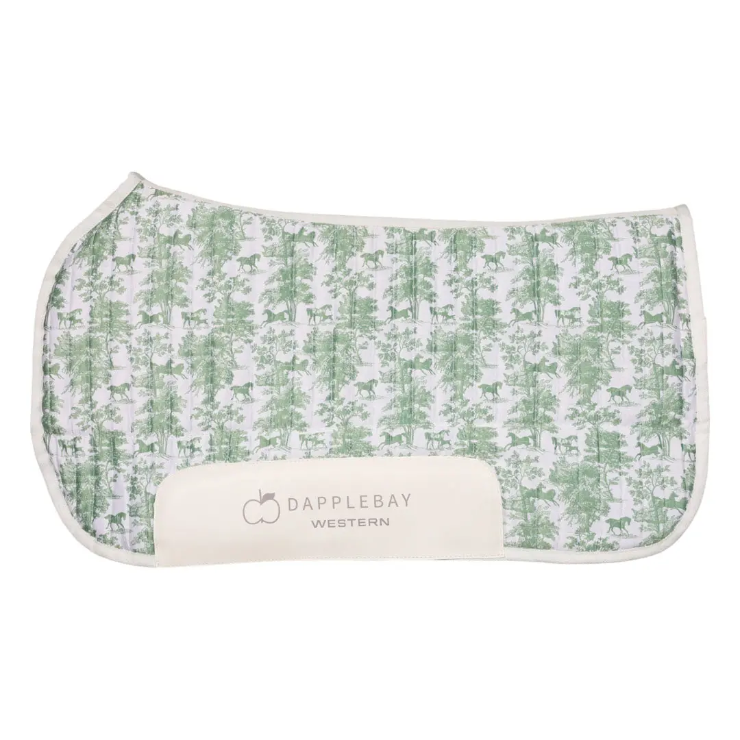 Dapplebay Equestrian Toile Western Saddle Pad-Green/White 1