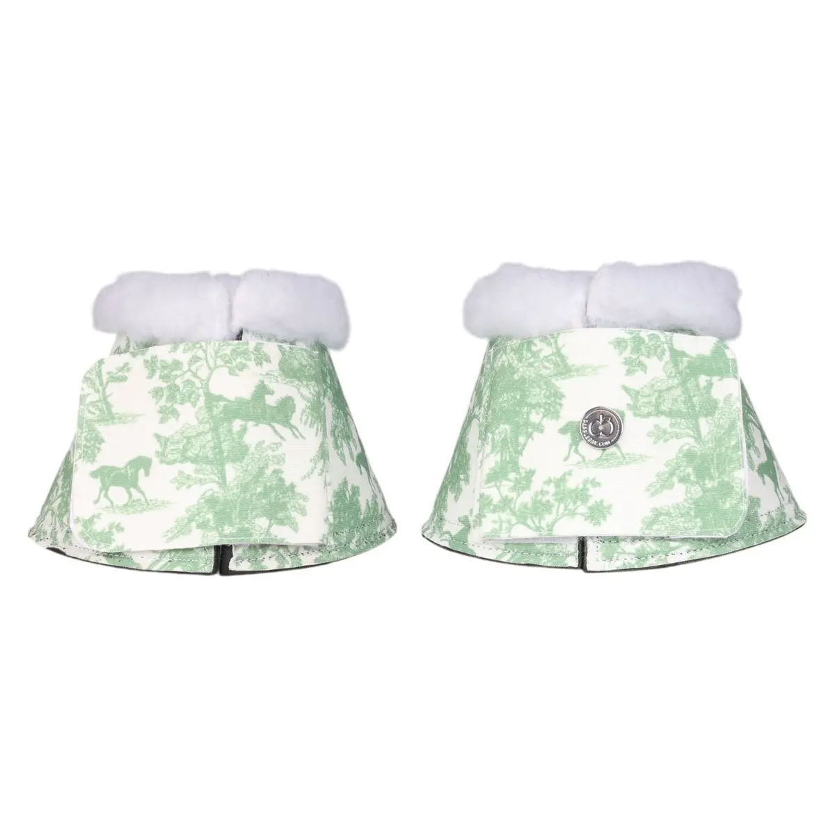 Dapplebay Equestrian Toile Bell Boots-Green/White 1