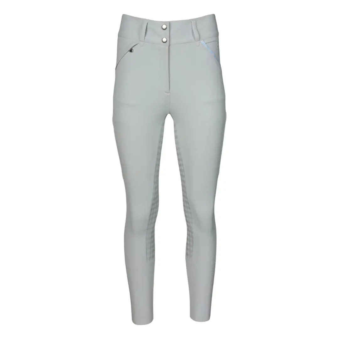 Dapplebay Gingham Compression Full Seat Breeches-Light Grey 1
