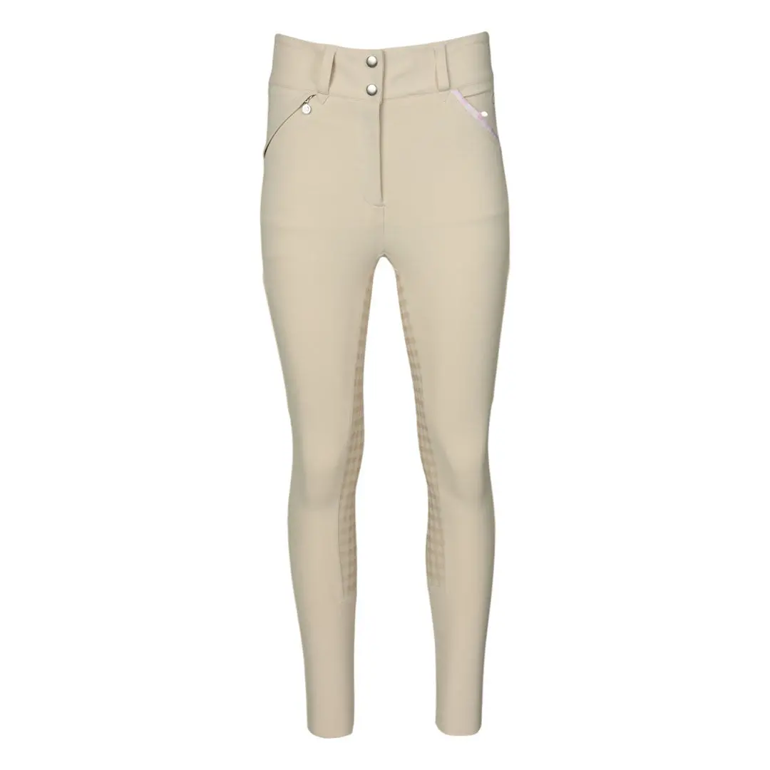 Dapplebay Gingham Compression Full Seat Breeches-Tan 1