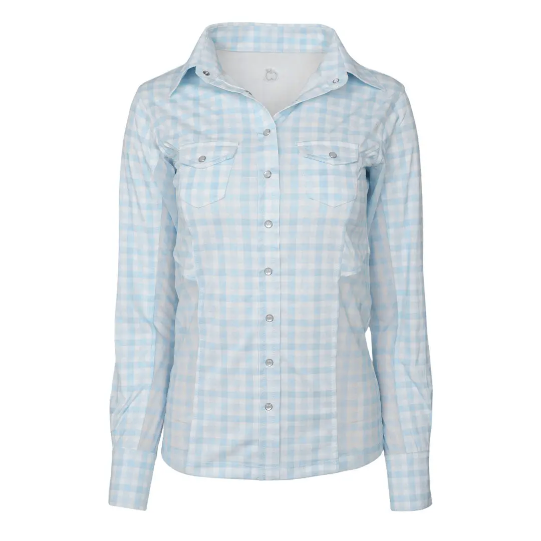 Dapplebay Gingham Button Down Western Shirt-Blue/White 1