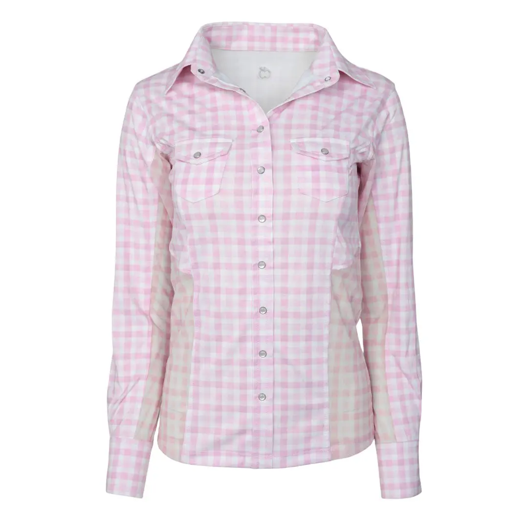 Dapplebay Gingham Button Down Western Shirt-Pink/White 1