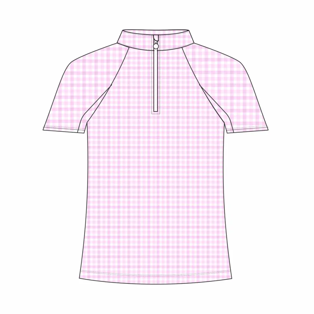 Dapplebay Kids Pink Gingham 1/4 Zip - Short Sleeve 1