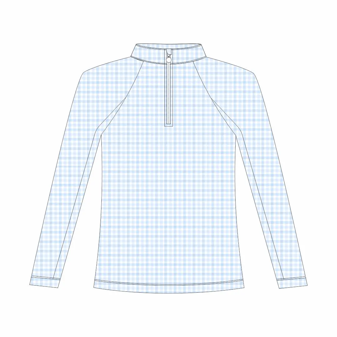Dapplebay Kids Blue Gingham 1/4 Zip - Long Sleeve 1