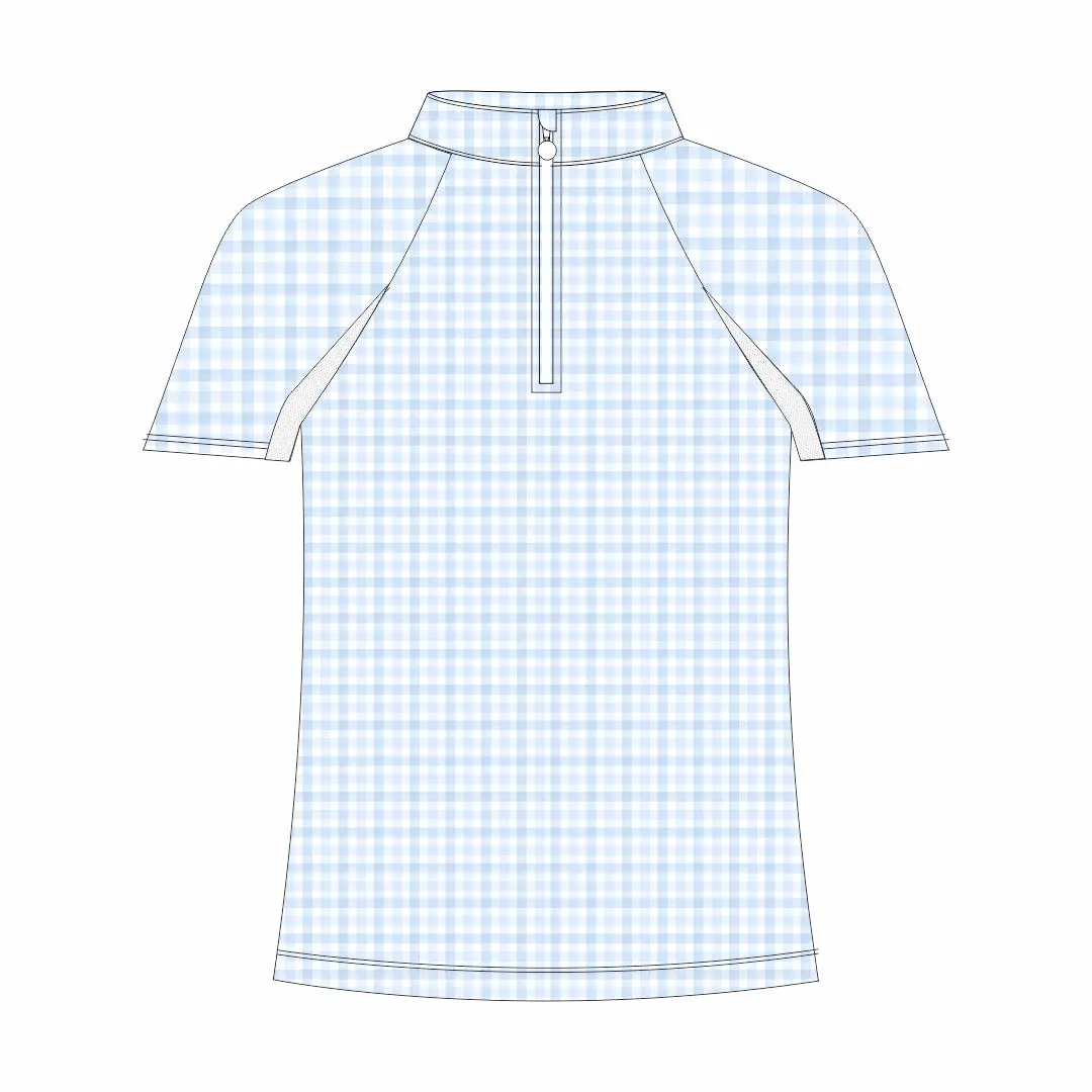 Dapplebay Kids Blue Gingham 1/4 Zip - Short Sleeve 1