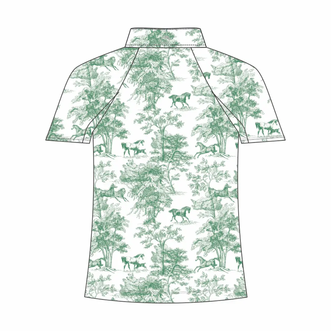 Dapplebay Kids Green Equestrian Toile 1/4 Zip - Short Sleeve 2