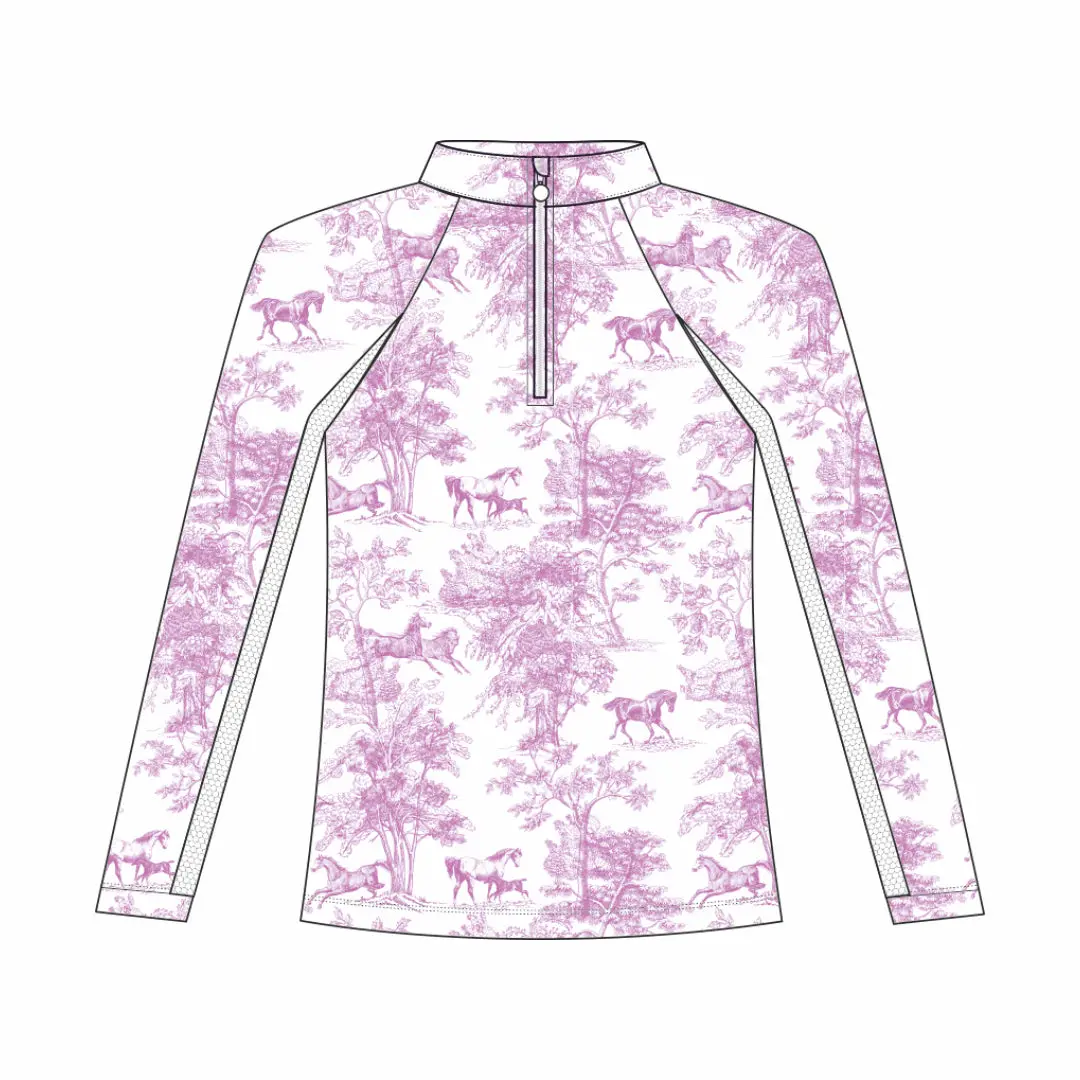 Dapplebay Kids Rose Equestrian Toile 1/4 Zip - Long Sleeve 1