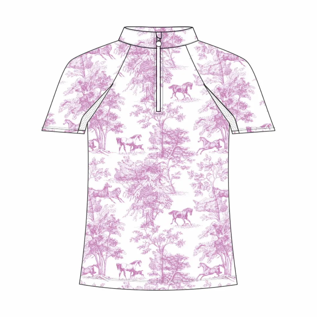 Dapplebay Kids Rose Equestrian Toile 1/4 Zip - Short Sleeve 1