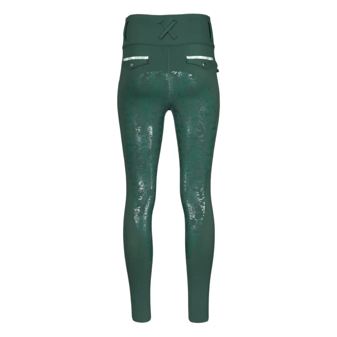 Dapplebay Kids Equestrian Toile Essential Tights-Evergreen 3