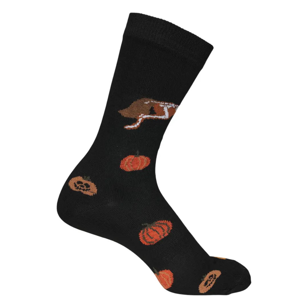 Dapplebay Pumpkin Jumper Knit Crew Socks-Black 1