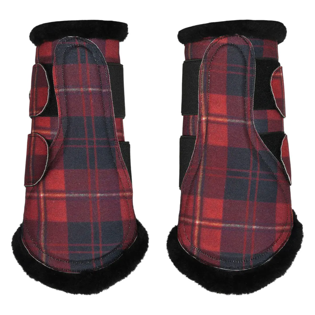Dapplebay Holiday Plaid Brush Boots-Red 1