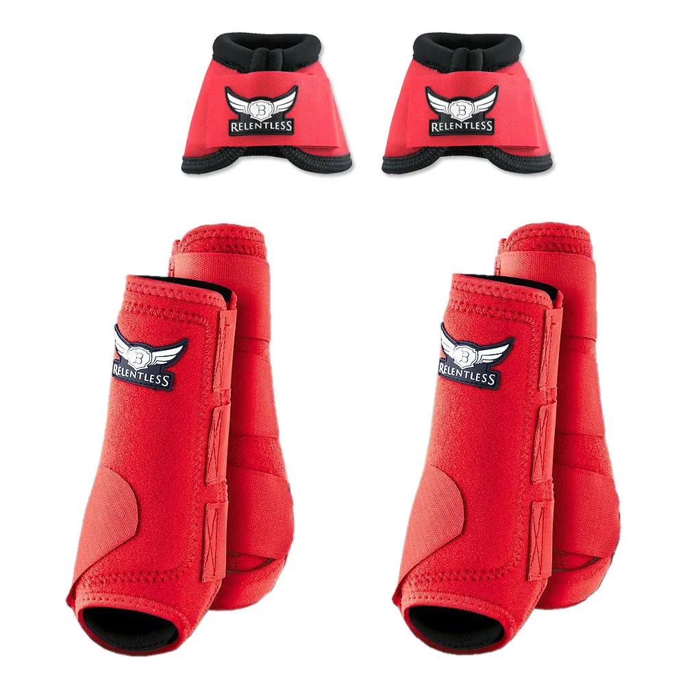 Red Cactus Ropes Trevor Brazile Relentless Front Rear Sport Bell Boot 6 Pack Horse Leg Small Medium Large 1
