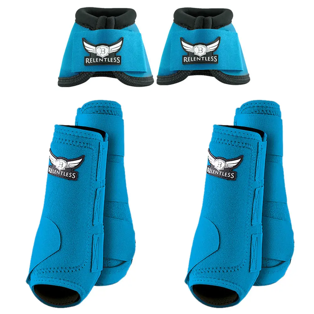 Turquoise Cactus Ropes Trevor Brazile Relentless Front Rear Sport Bell Boot 6 Pack Horse Leg Small Medium Large 1