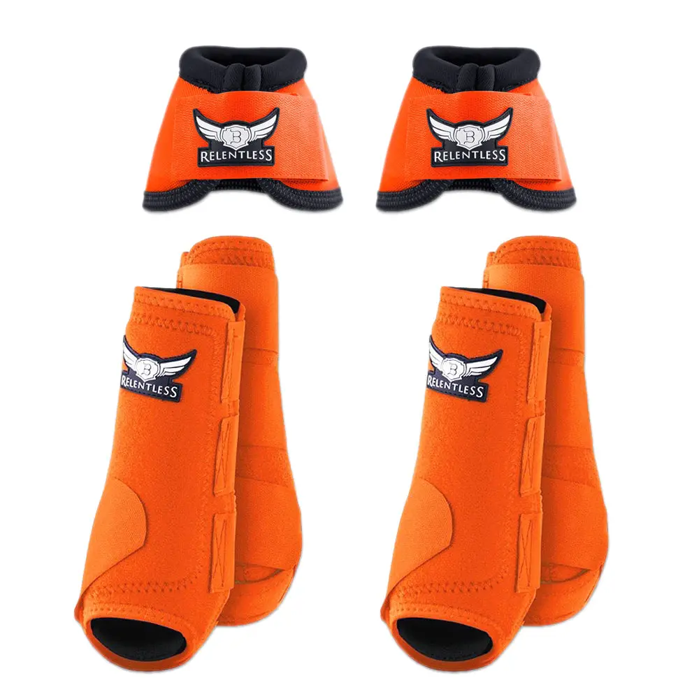 Orange Cactus Ropes Trevor Brazile Relentless Front Rear Sport Bell Boot 6 Pack Horse Leg Small Medium Large 1