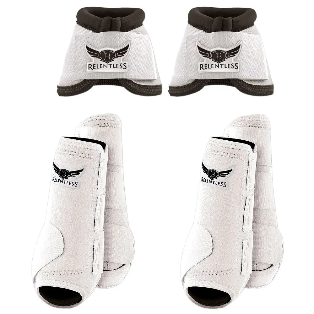 White Cactus Ropes Trevor Brazile Relentless Front Rear Sport Bell Boot 6 Pack Horse Leg Small Medium Large 1