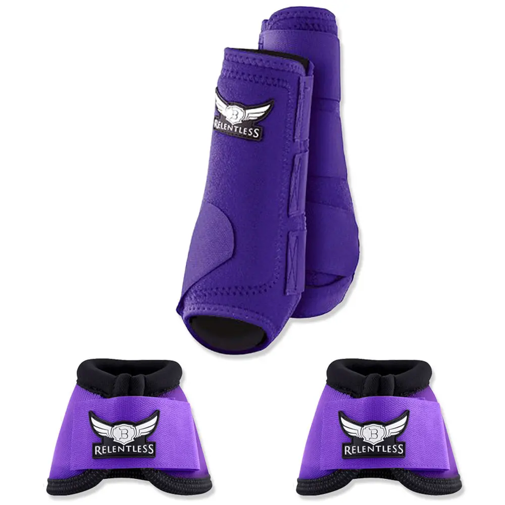 Purple Cactus Ropes Trevor Brazile Relentless 2 Front Sport Boot 2 Bell Boot Value Pack Horse Leg Small Medium Large 1