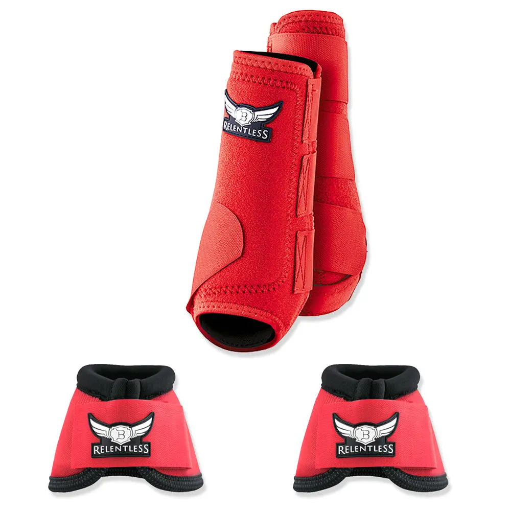 Red Cactus Ropes Trevor Brazile Relentless 2 Front Sport Boot 2 Bell Boot Value Pack Horse Leg Small Medium Large 1