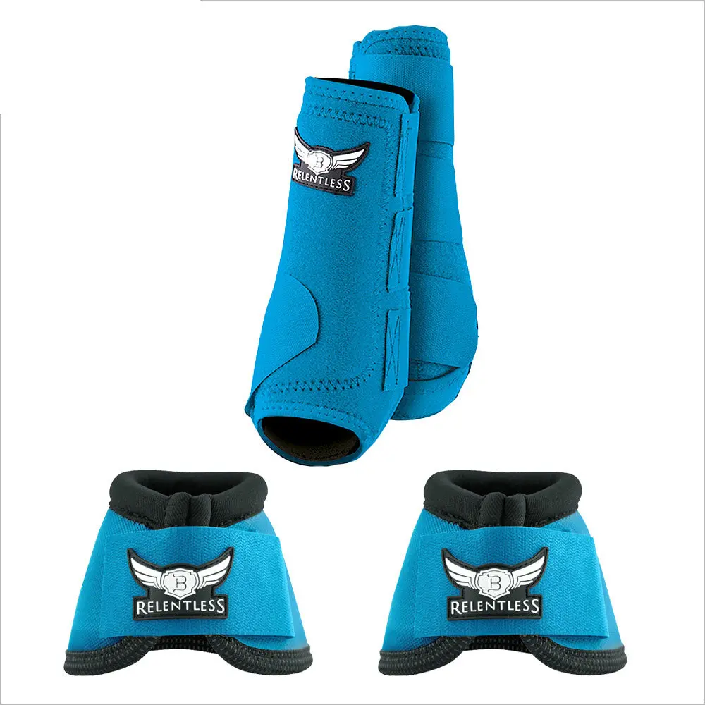 Turquoise Cactus Ropes Trevor Brazile Relentless 2 Front Sport Boot 2 Bell Boot Value Pack Horse Leg Small Medium Large 1