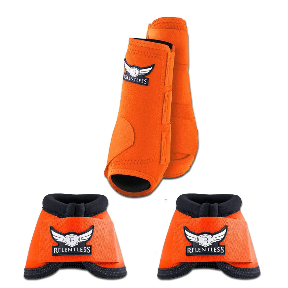 Orange Cactus Ropes Trevor Brazile Relentless 2 Front Sport Boot 2 Bell Boot Value Pack Horse Leg Small Medium Large 1