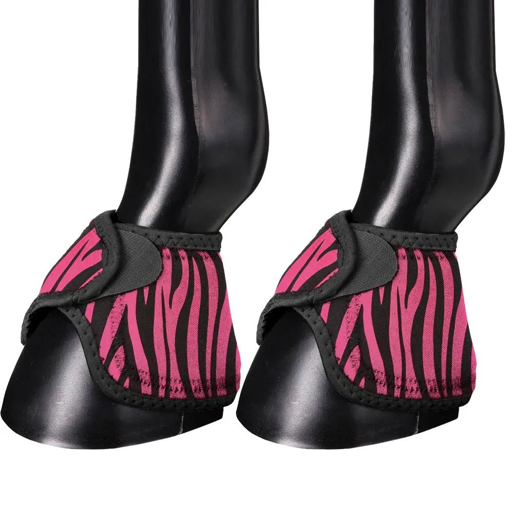 Small Tough 1 No Turn Neoprene Vented Horse Leg Bell Boots Pair Pink Zebra 1