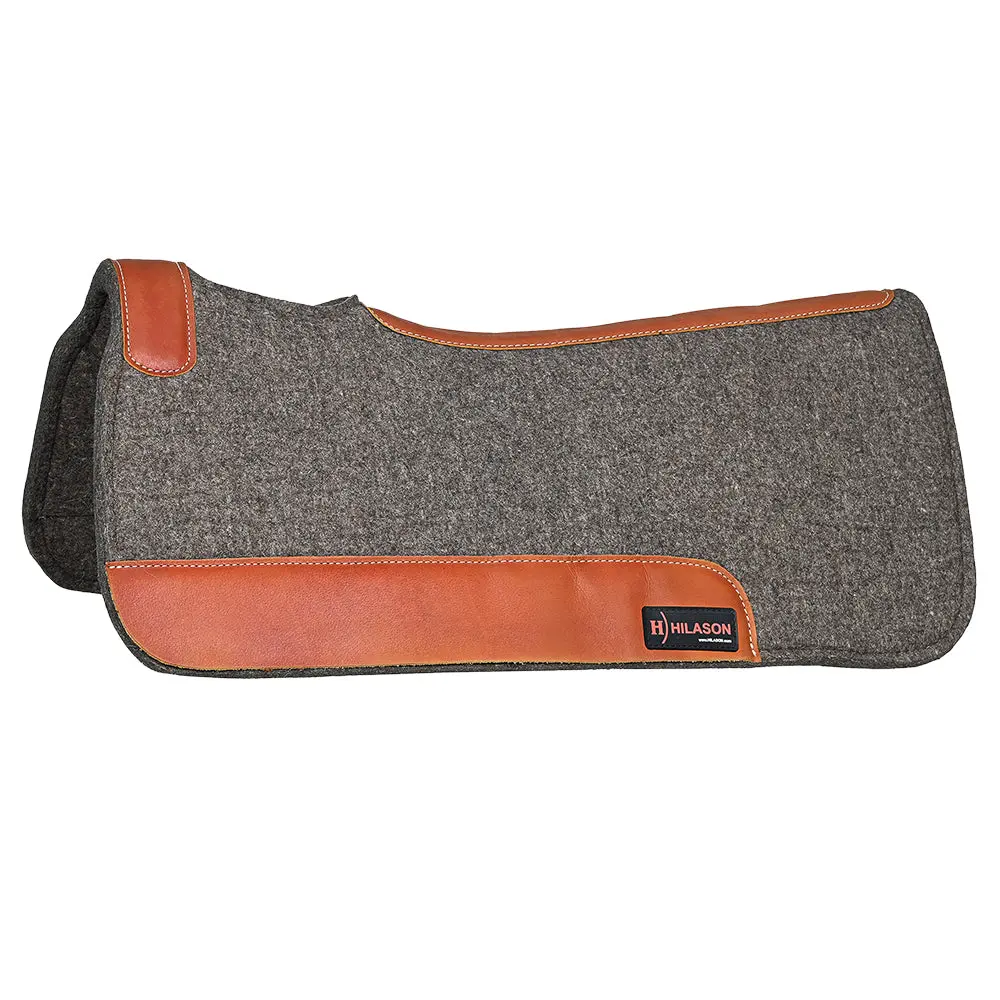 Hilason Western Wool Felt Horse Saddle Pad W/ Distressed Wear Leather | For Horses 1