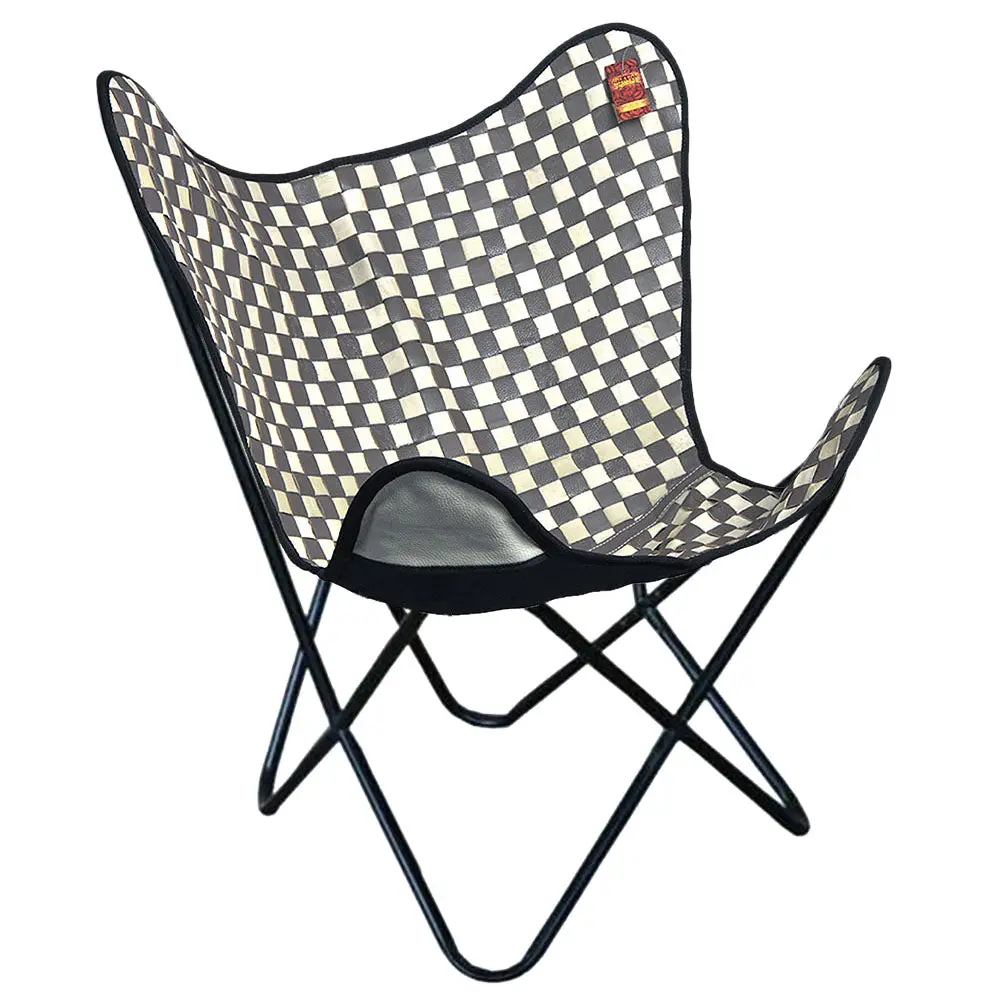 Hilason Genuine Leather Butterfly Chair Folding Lounge Modern Sling Accent Seat | Chair 1