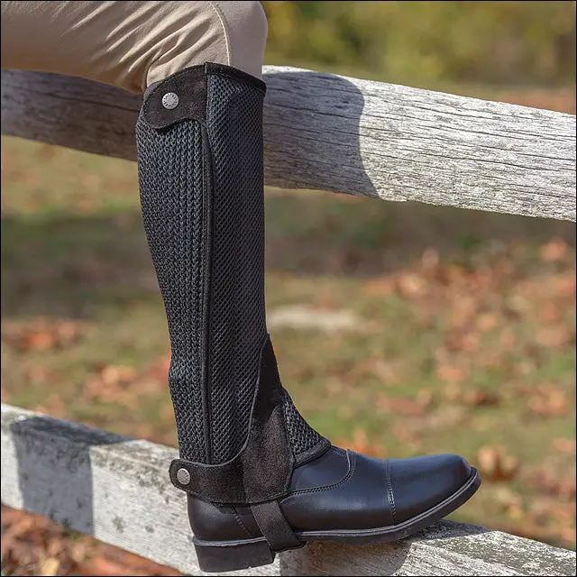 Shires Adult Mesh Half Chaps Breathable Cooling Material Amara Suede Pad 1