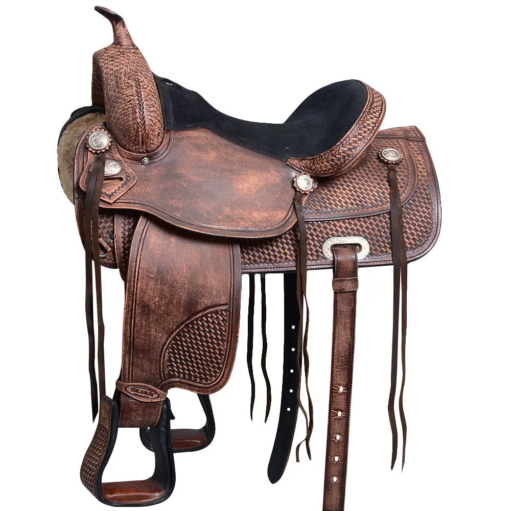 16 In Hilason Genuine Leather Western Treeless Trail Pleasure Brown 1