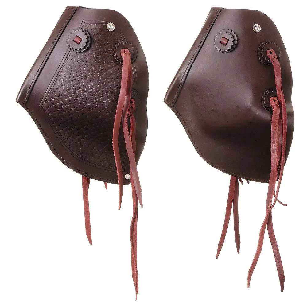 16" Tough 1 Saddle Leather Royal King Horse Stirrups Pair Tapadero Dark Oil 1