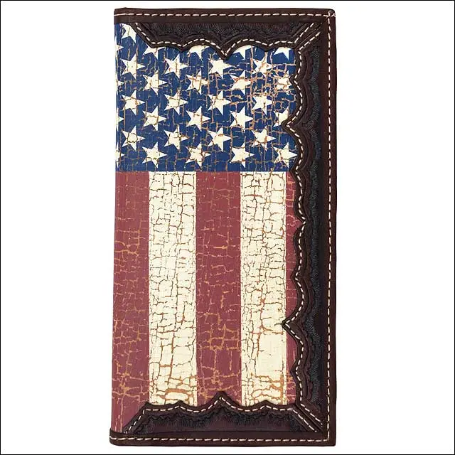 7 1/4" X 3 1/2" 3D Brown Western Hand Tooled Vintage Leather Mens Rodeo Wallet 1