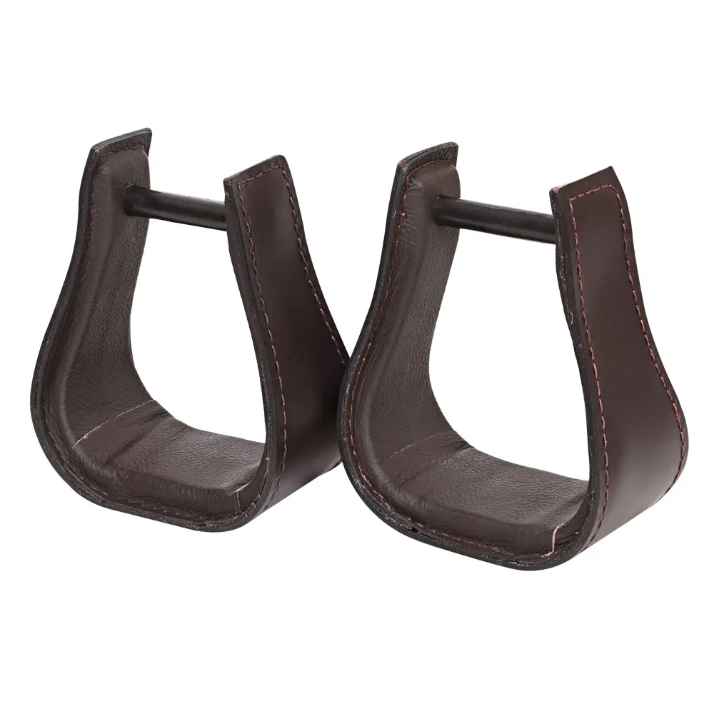 Hilason Western Saddle Dark Brown Leather Covered Horse Stirrups 1