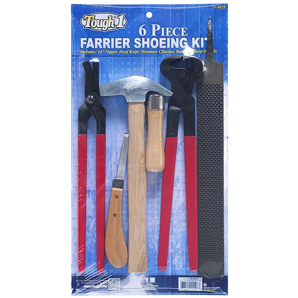 Tough 1 Farrier Craft Shoeing Hoof Trim Kit 6 Piece Hammer Knife Nipper 1
