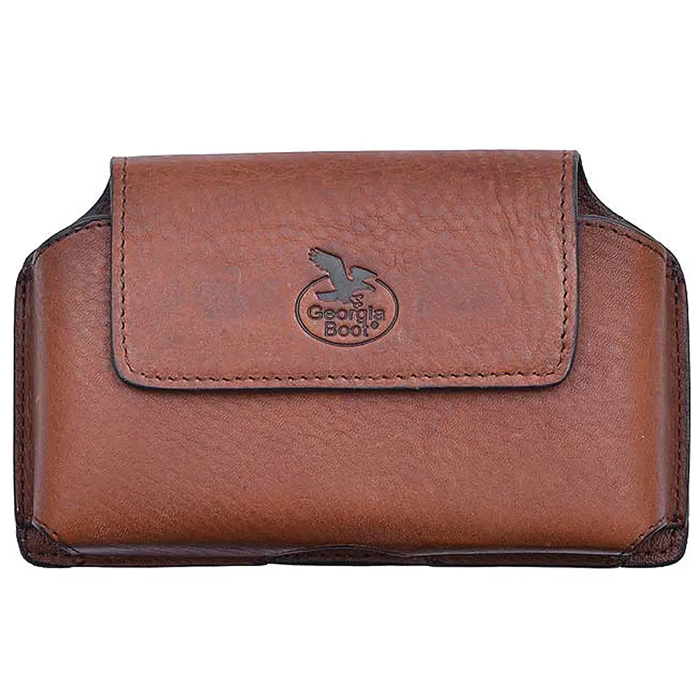 Georgia Boot Brown Grain Leather Large Smartphone Holder Magnetic Closure 1