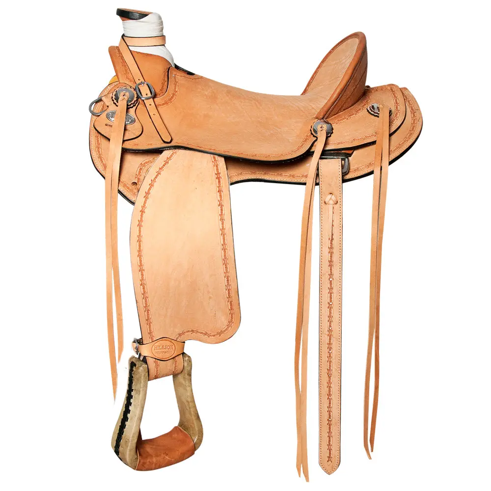 Hilason Western Horse Wade Saddle American Leather Ranch Roping Tan | Hand Tooled & For Horses 1