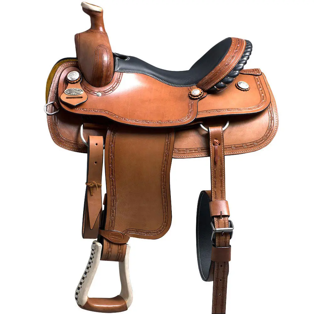 Hilason Western Horse Saddle American Leather Ranch Roping Trail | Hand Tooled Wade & For Horses 1