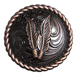 1.5" Hilason Western Style Copper Feather Rope Edge Tack Saddle Headstall Concho 1