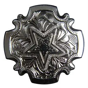 Hilason Western Screw Back Concho 1.5In Bright Silver Star Saddle Cowgirl | Belt Slotted Conchos 1