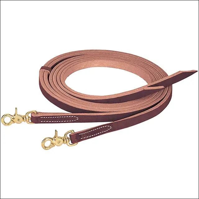 5/8" X 7' Weaver Pro Tack Quick Change Horse Split Reins Sunset Brass Snap 1