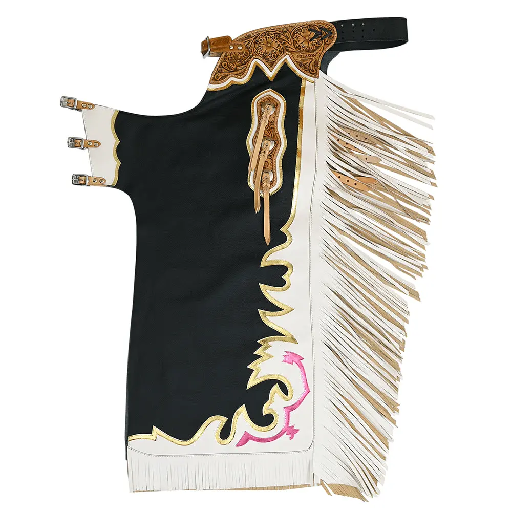 Hilason Bull Riding Genuine Leather Rodeo Western Chaps | For Men And Women Unisex 1