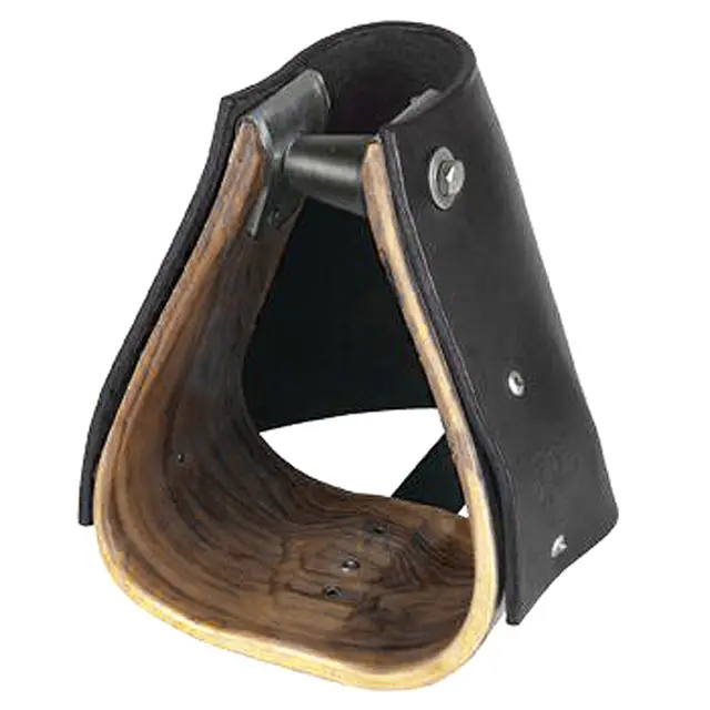 Tucker 1.5" Neck Oversize Military Hooded Ergobalance Horse Wood Stirrups Black 1