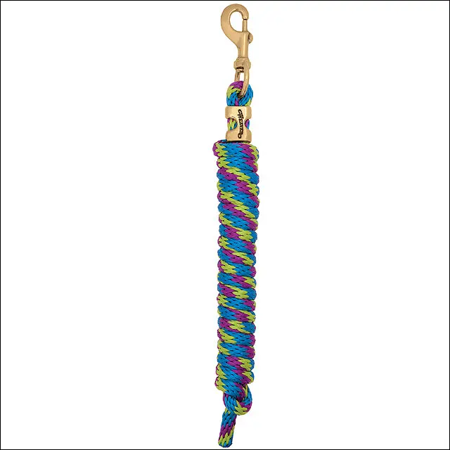5/8" X 8' Weaver Polypropylene Soft Lead Rope W/ Solid Brass 225 Snap Lime Blue 1