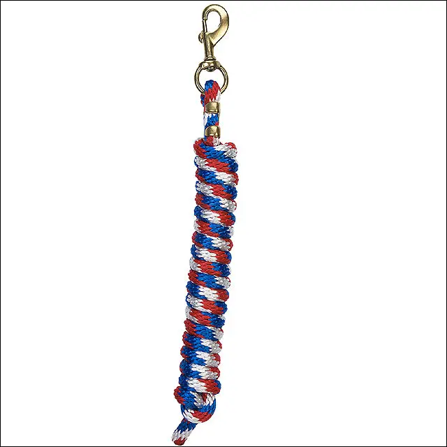 5/8" X 8' Weaver Polypropylene Soft Lead Rope W/ Solid Brass 225 Snap Blue Red 1
