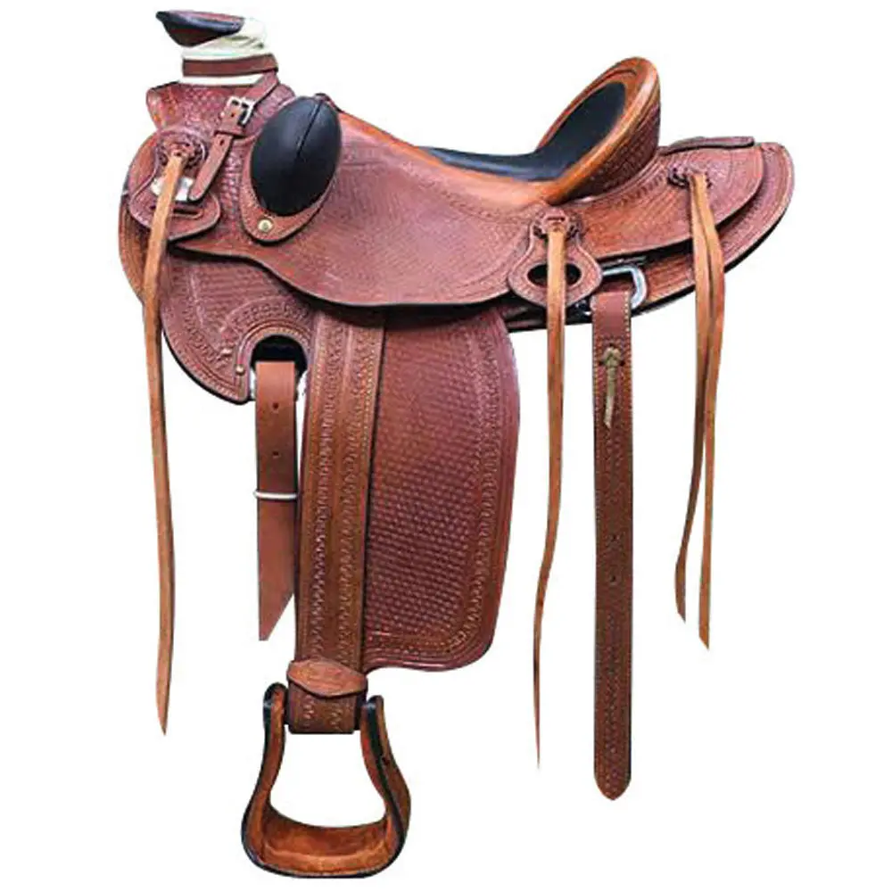 Hilason Western Horse Saddle American Leather Wade Ranch Roping Mahogany | Hand Tooled & For Horses 1